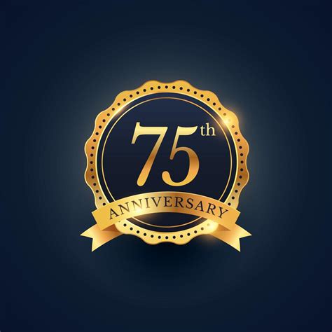 75th Anniversary Celebration Badge Label In Golden Color Download
