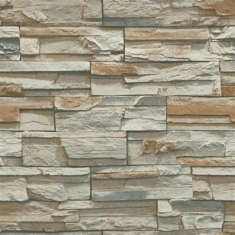 Faux Stone Wallpaper Natural Elements X Flat Textured Old Stone Brick Effect 800x800