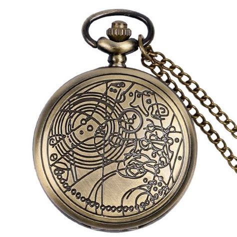 Dr Who Time Lord Galifreyan Pocket Fob Watch Brass Tone Etsy