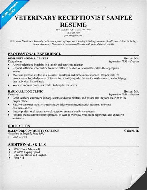 Vet assistant resume new archived canada s financial consumer. Resume Samples and How to Write a Resume | Resume ...
