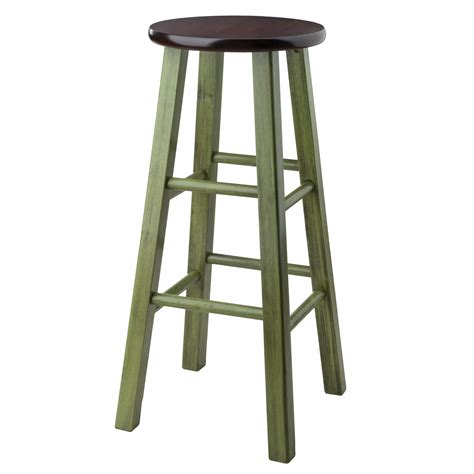 Winsome Wood Ivy 29 Bar Stool Rustic Green With Walnut Seat Walmart