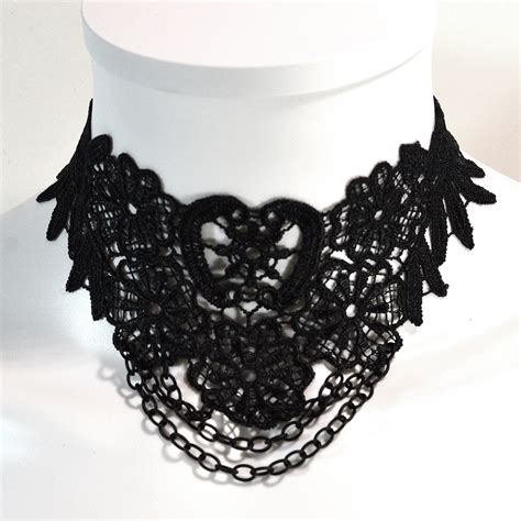 Victorian Lace Choker Black Handmade Gothic Jewelry Twisted Pixies