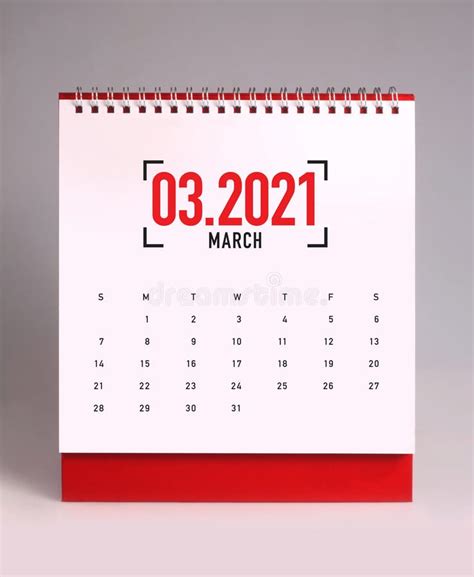 Simple Desk Calendar 2021 March Stock Image Image Of Standing