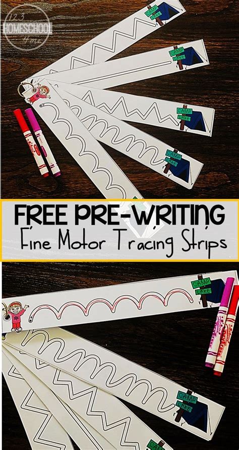 Camping Tracing Worksheet Strips for Fine Motor Skills | Preschool