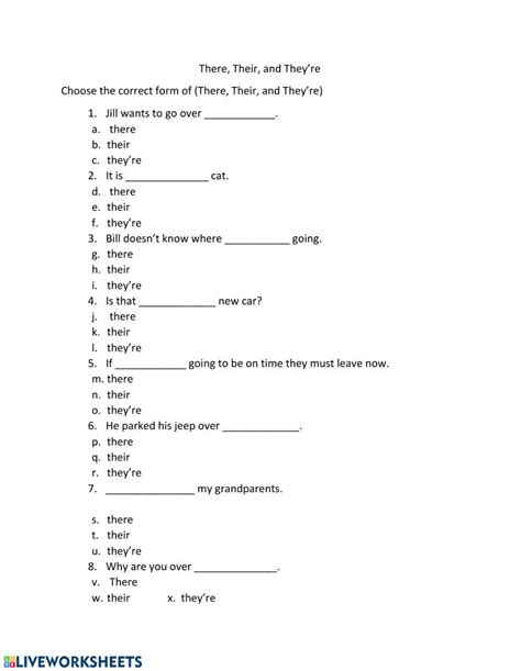 There Their Theyre Interactive Worksheet Live Worksheets