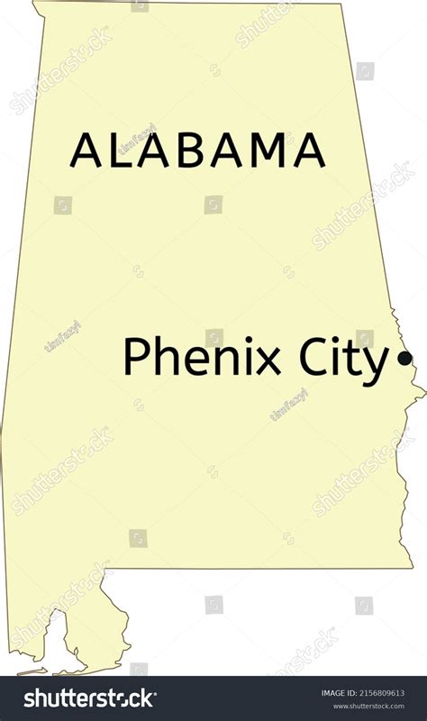 Phenix City Location On Alabama Map Stock Vector Royalty Free