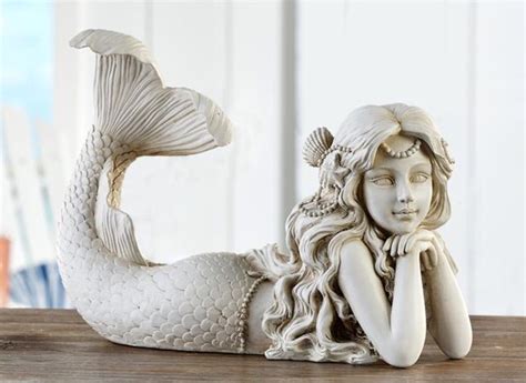 All lightweight statuary (fiberglass), display, all mermaid statues, all torso themed statues, related products. Beautiful Mermaid Garden Statue, lying down with pearls ...