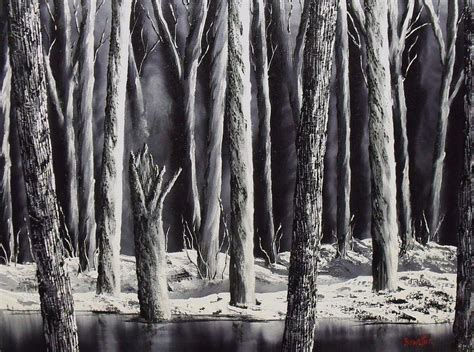 Our collection of forest pictures and images of forest consists of scenic views of the woods and trees. Black And White Forest Painting by Don Bowling