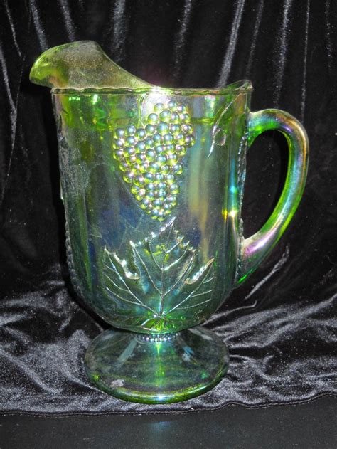 Vintage Carnival Glass Pitcher Irredescent Green Many To Choose From In My Etsy Shop The