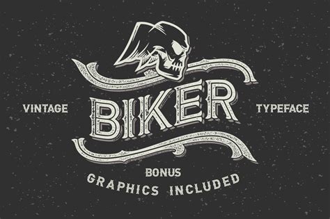 Biker Font Set Graphics ~ Display Fonts On Creative Market