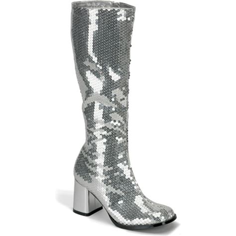 Bordello Womens Knee Boots 3 Inch Block Heel Sequins Sexy Knee High