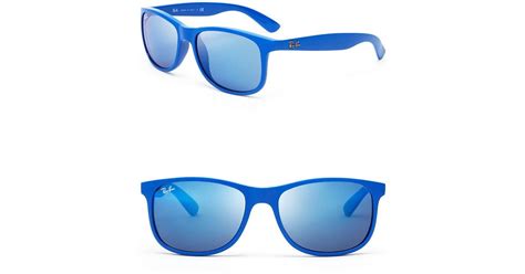 Ray Ban Mirrored Wayfarer Sunglasses In Blue Lyst