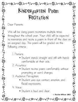 What channel is poem recitation? Monthly Poem Recitation for Kindergarten | Poem recitation, Letter to parents, Poems