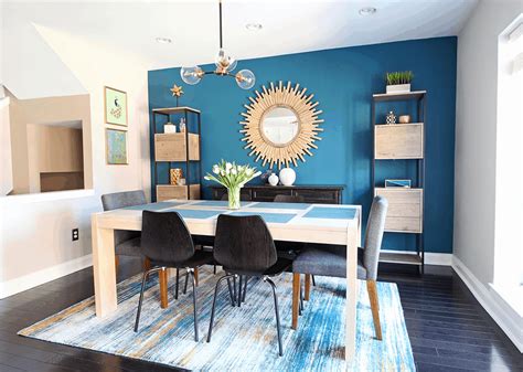 Modern Dining Room Teal Accent Wall The Home Hero