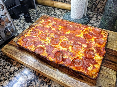 I Made Detroit Style Pepperoni Pizza R Foodporn