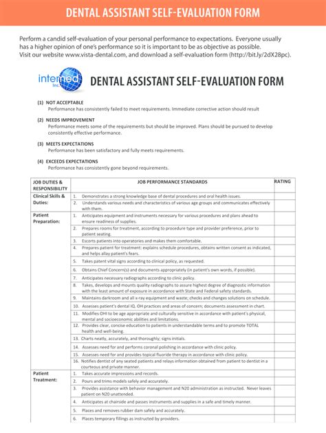 Dental Assistant Evaluation Form Fill Online Printable Fillable