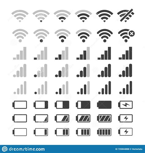 Download 2377 free status bar iphone icons in ios, windows, material and other design styles. Phone Signal And Battery Icons Stock Vector - Illustration ...