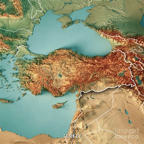 This map was created by a user. Turkey Country 3D Render Topographic Map Border Digital ...