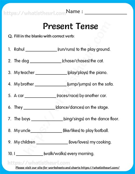 Simple Present Tense Worksheet Grade
