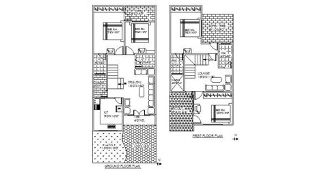 Working Plan Of Residential House 20 X 50 Cadbull
