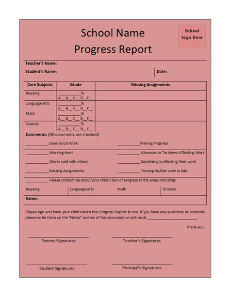 Student Progress Report Template Best Sample Template