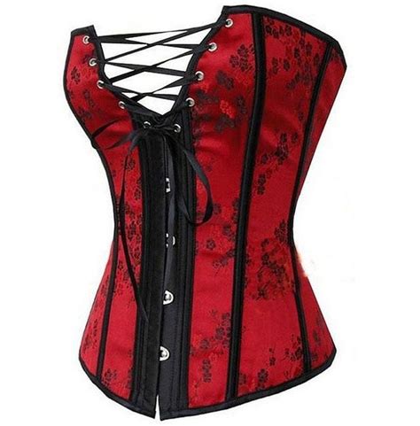 Plus Size Red Sexy Floral Lace Up Corset M232 Rebelsmarket