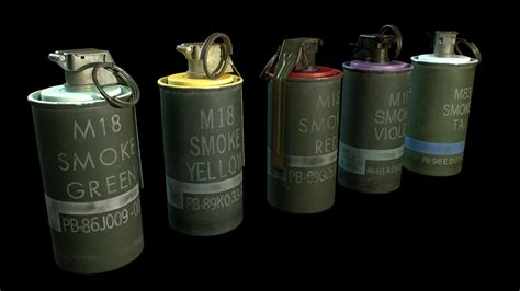 Artstation M18 And M83 Smoke Grenades Game Assets