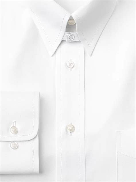 Pure Cotton Pinpoint Solid Color Snap Tab Collar Dress Shirt Paul