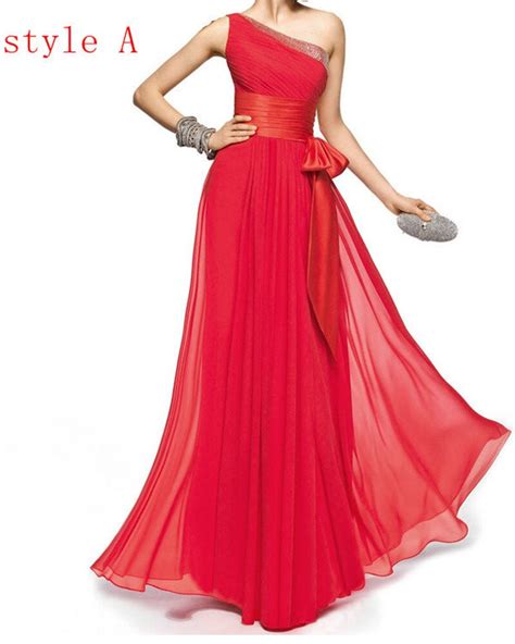 Buy Classic Red Long Evening Dress Elegant Chiffon