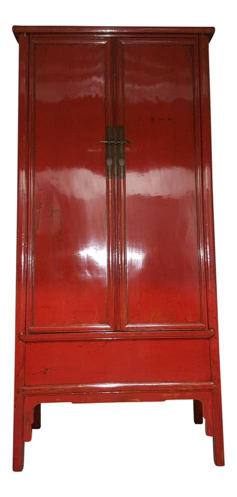 Antique Chinese Red Lacquer Tall Cabinet on Chairish.com | Red lacquer, Shop storage cabinets ...
