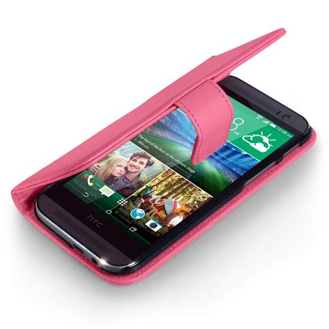Yousave Accessories Htc One M8 Leather Effect Wallet Case Hot Pink