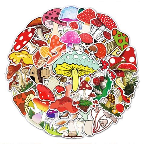 50 Mushroom Personalized Graffiti Stickers Waterproof Luggage
