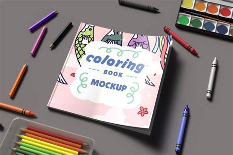 Square Coloring Book Mockup Softcover Book Mockup Psd 