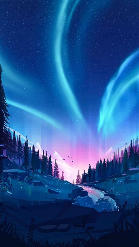 Beautiful Nature Aurora Sky Art Iphone Wallpaper Pemandangan Khayalan