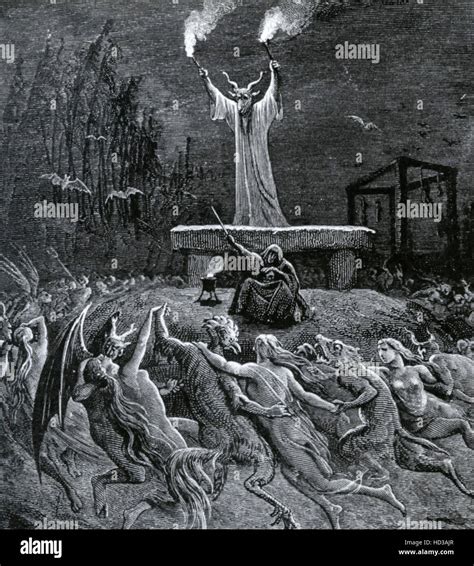 Culte Du Diable Gravure De Gustave Dore Photo Stock Alamy