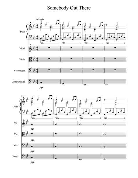 Somebody Out There Sheet Music For Piano Strings Group Mixed Quintet