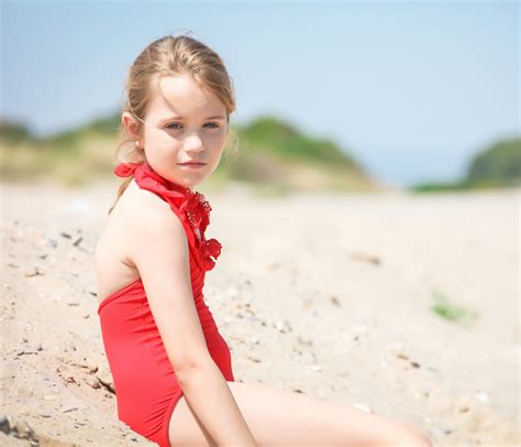 Nueces Kids Girls Red Swimsuit With Lace Ruffle Missbaby