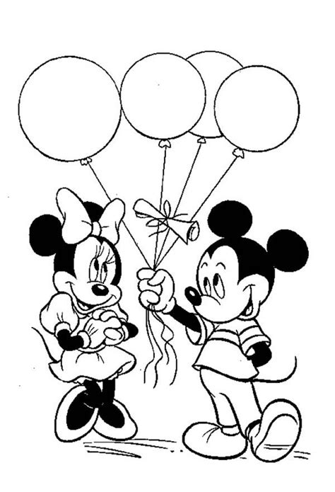 Choose your favorite coloring page and color it in bright colors. Mickey Give a Ballon Gift to Minnie in Mickey Mouse ...