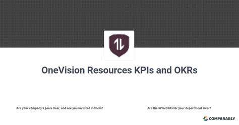 Onevision Resources Kpis And Okrs Comparably