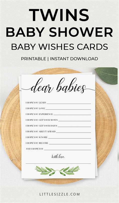 Twins Baby Shower Games Printable Dear Babies Wishes For Baby Twins