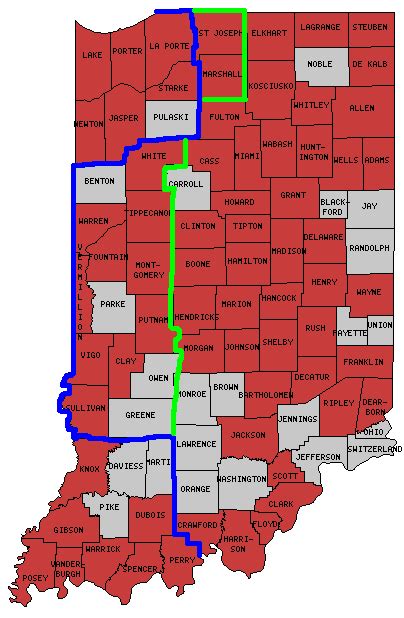 Indiana Eastern Time Zone Map Map
