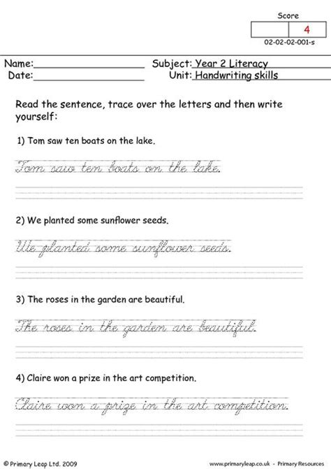Literacy Handwriting Skills 1 Worksheet Uk