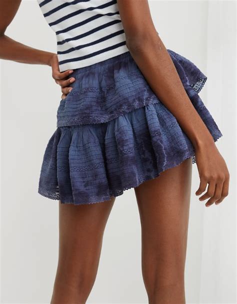 Aerie Rock N Ruffle Tie Dye Mini Skirt