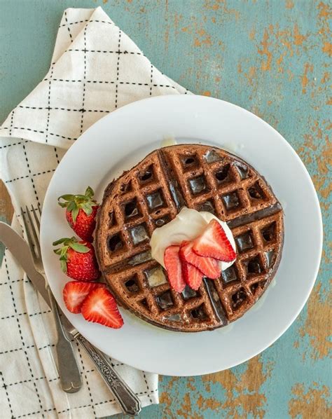 Rich And Fluffy Chocolate Waffles That Arent Too Sweet And Make The