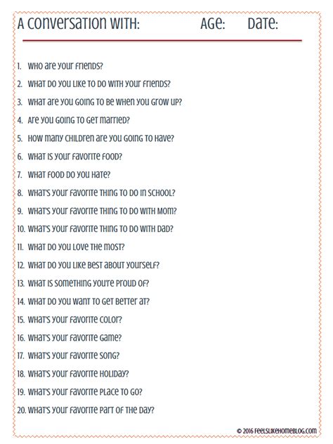 20 Questions To Ask Your Kids Printable Feels Like Home™