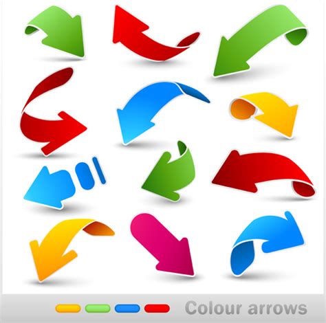 Set Of Colored Arrows Vector Vectors Graphic Art Designs In Editable