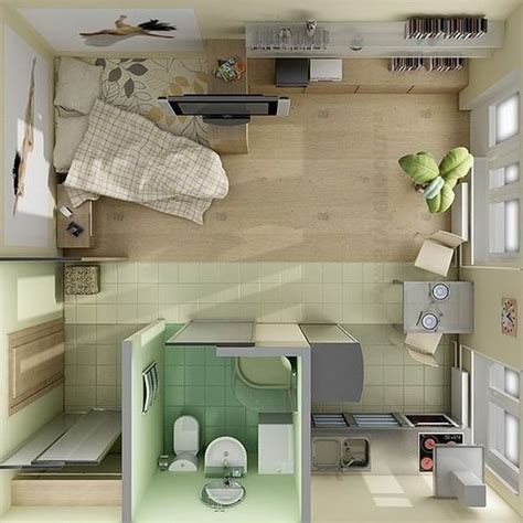 Um die gartenpflege und die flurreinigung. 18 Coolste Studio Wohnung Layout (mit Bildern) | Studio ...