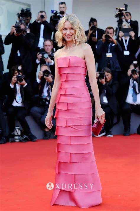 Naomi Watts Tiered Pink Column Red Carpet Dress Xdressy