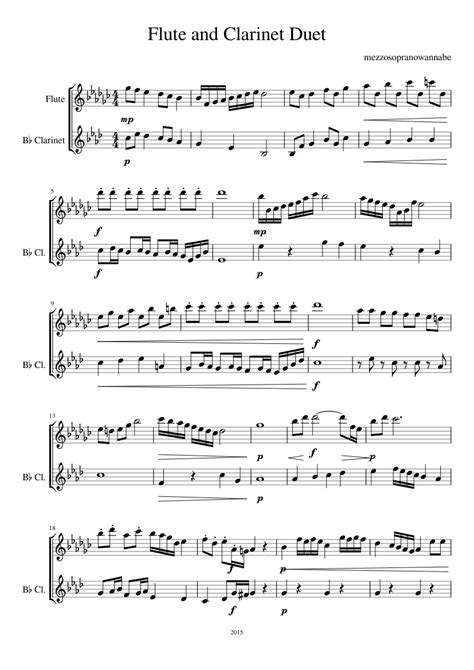 Flute And Clarinet Duet Sheet Music For Flute Clarinet In B Flat