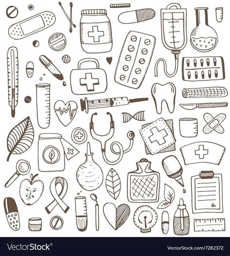 Health Care And Medicine Elements Set Vector Sketch Illustration